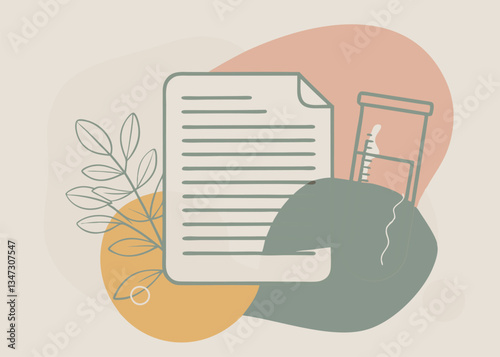 Abstract Science Illustration. Research Paper and Laboratory Equipment