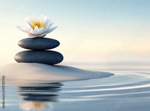 Peaceful zen stones and lotus flower (1)
