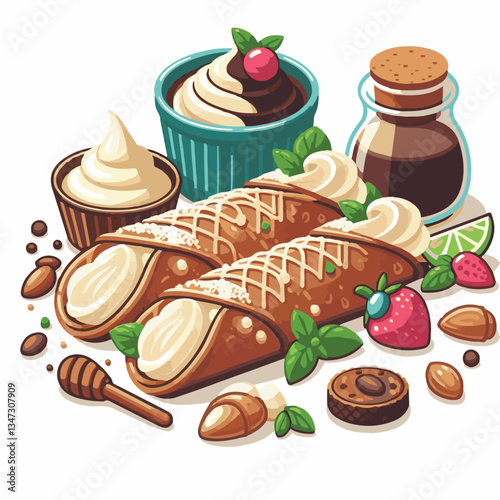 dessert, pastry, sweet, cannoli, food, chocolate, cream, italian, delicious, bakery, gourmet, italy, traditional, cannolo, background, sicily, breakfast, white, filling, creamy, sugar, baked, crust, c