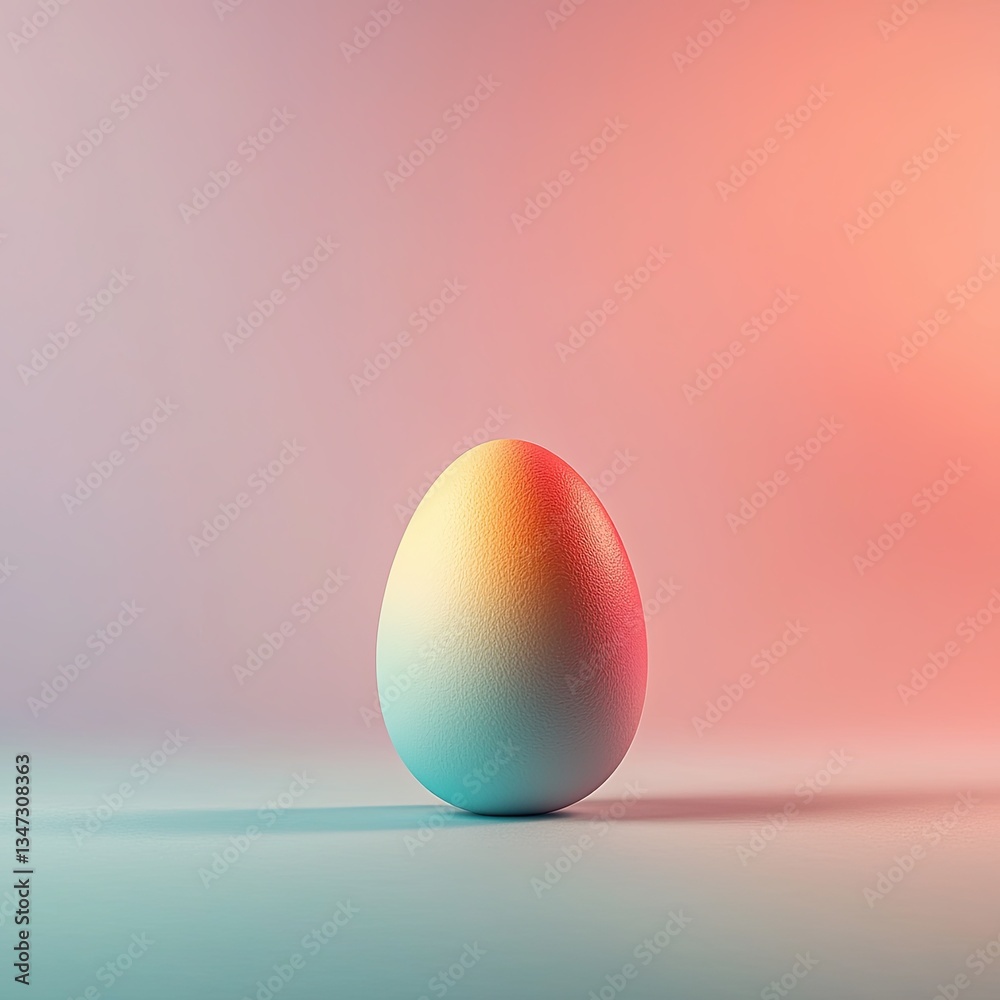Fototapeta premium A beautifully colored egg stands against a soft gradient background, showcasing its smooth, glossy surface and elegant simplicity.