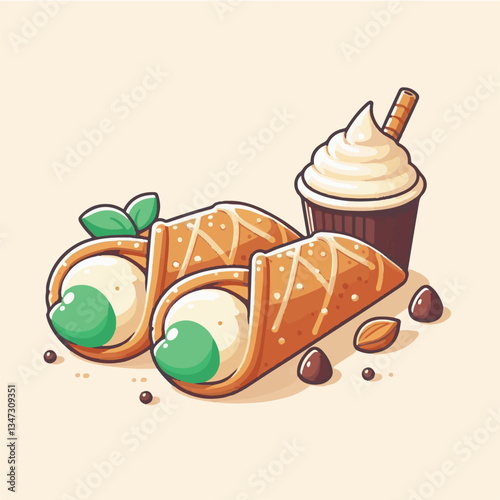dessert, pastry, sweet, cannoli, food, chocolate, cream, italian, delicious, bakery, gourmet, italy, traditional, cannolo, background, sicily, breakfast, white, filling, creamy, sugar, baked, crust, c