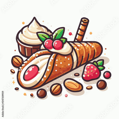 dessert, pastry, sweet, cannoli, food, chocolate, cream, italian, delicious, bakery, gourmet, italy, traditional, cannolo, background, sicily, breakfast, white, filling, creamy, sugar, baked, crust, c