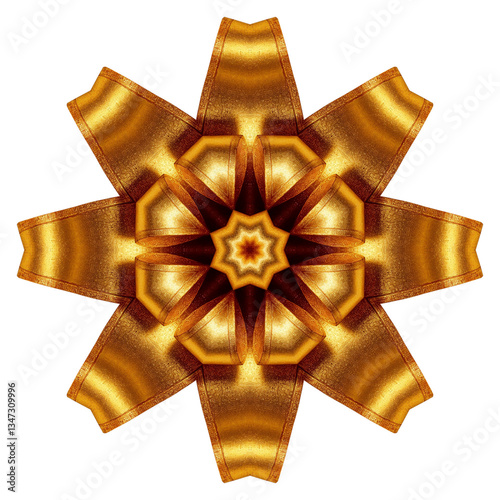 Gold design star, decorative element on a transparent background