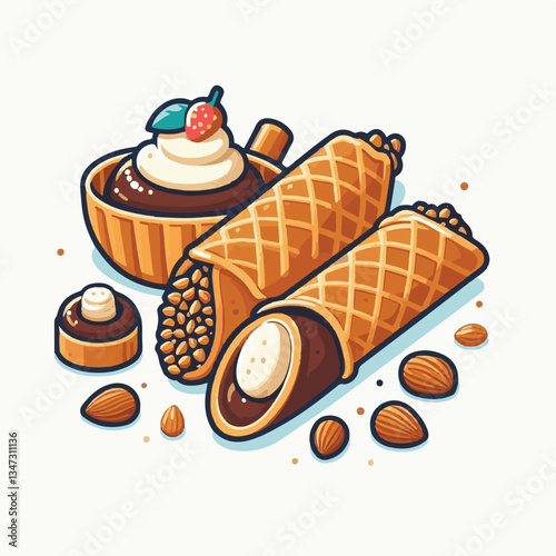 dessert, pastry, sweet, cannoli, food, chocolate, cream, italian, delicious, bakery, gourmet, italy, traditional, cannolo, background, sicily, breakfast, white, filling, creamy, sugar, baked, crust, c