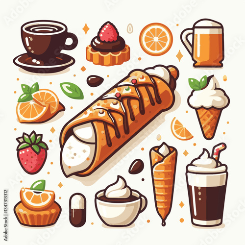 dessert, pastry, sweet, cannoli, food, chocolate, cream, italian, delicious, bakery, gourmet, italy, traditional, cannolo, background, sicily, breakfast, white, filling, creamy, sugar, baked, crust, c