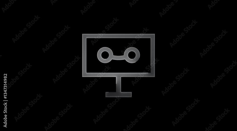 Glowing neon Multimedia dvr icon with black background Glowing neon Multimedia dvr icon with black background
