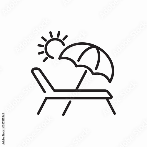 Beach umbrella vacation icon vector sign