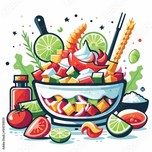 ceviche, food, seafood, gourmet, lime, fresh, meal, fish, appetizer, delicious, cuisine, citrus, peru, peruvian, restaurant, raw, cebiche, marinated, cilantro, onion, seviche, lunch, background, salad