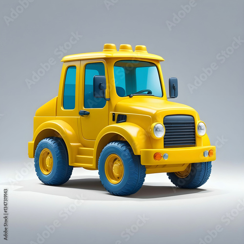 Yellow construction car isolated on white background