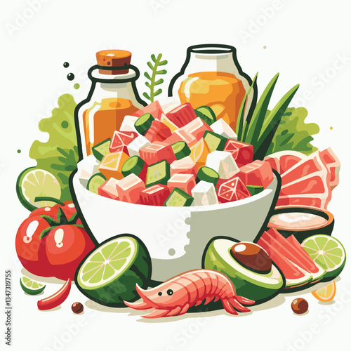 ceviche, food, seafood, gourmet, lime, fresh, meal, fish, appetizer, delicious, cuisine, citrus, peru, peruvian, restaurant, raw, cebiche, marinated, cilantro, onion, seviche, lunch, background, salad