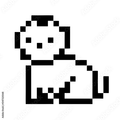 pixelated cartoon of a cute puppy with square pixels and bold black lines