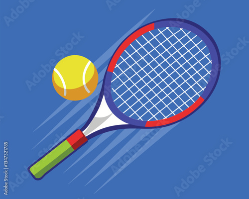 Tennis Racket and Ball. Sports Equipment Illustration