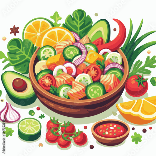 ceviche, food, seafood, gourmet, lime, fresh, meal, fish, appetizer, delicious, cuisine, citrus, peru, peruvian, restaurant, raw, cebiche, marinated, cilantro, onion, seviche, lunch, background, salad
