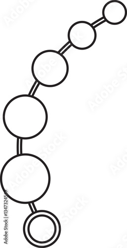 anal beads, adult sex toy, accessories for sex games and bdsm, linear black and white icons, doodle and sketch style, hand drawing