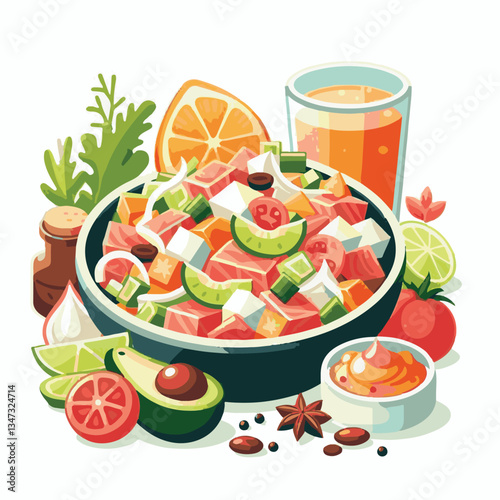 ceviche, food, seafood, gourmet, lime, fresh, meal, fish, appetizer, delicious, cuisine, citrus, peru, peruvian, restaurant, raw, cebiche, marinated, cilantro, onion, seviche, lunch, background, salad