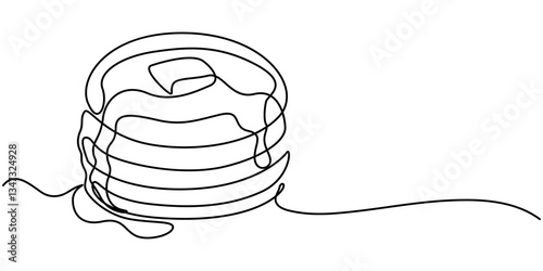 Continuous Line Drawing 10 Juli-28.eps, Red cherry biscuit cake vector. One line continuous drawing. Hand drawn illustration. Linear dessert icon. Abstract wall art print poster, banner, card