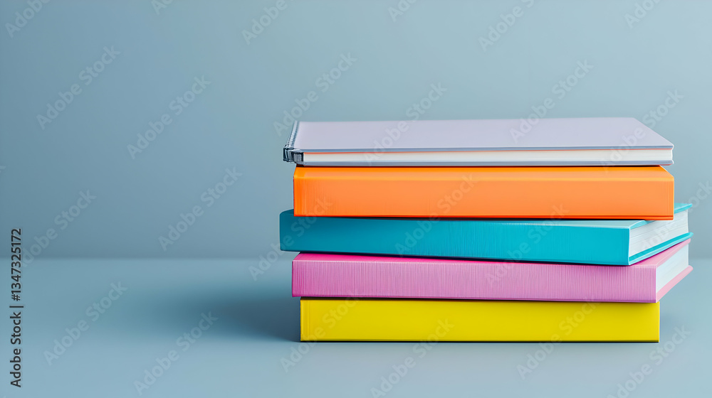 Colorful Stack Of Books On Light Gray Background
