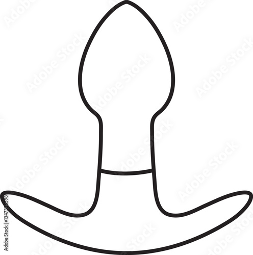 butt plug, adult sex toy, accessories for sex games and bdsm, linear black and white icons, doodle and sketch style, hand drawing