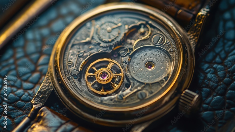 Obraz premium Intricate Details of a Vintage Mechanical Watch Movement