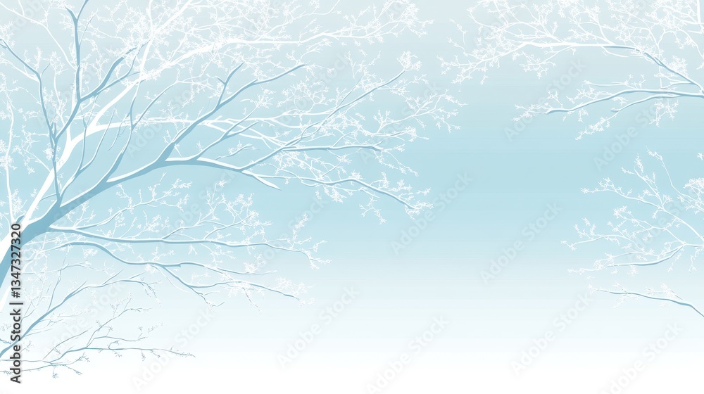 Winter Trees with Frosty Branches, and Blue Sky Background. Winter Trees with Frosty Branches, and Blue Sky Background.