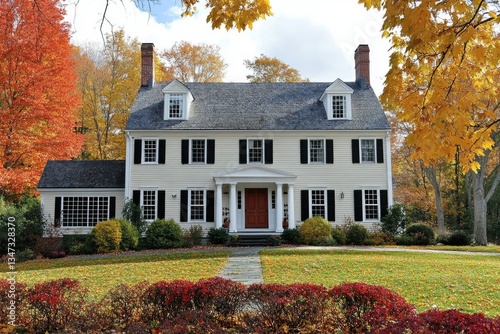 New England Colonial Home: A Classic Connecticut Fall Residence in Traditional Style