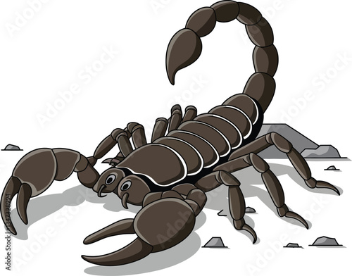 Cute cartoon scorpion on white background