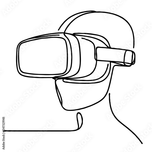 Abstract illustration of a person using virtual reality headset  