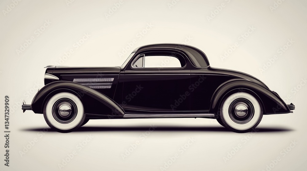 Fototapeta premium Timeless Auto Exhibition. Vintage American Car Showcase in Retro Style