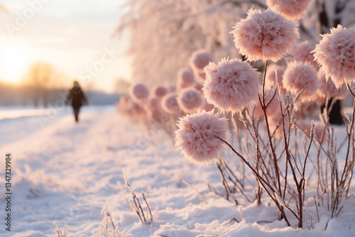 In ethereal realm of a wintry landscape, where time itself appears to languish and gentle symphony of one footsteps upon crisp snow resonates as sole melody
