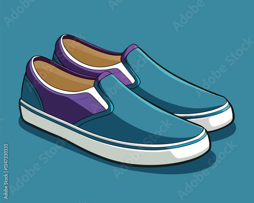Blue Canvas Slip.On Shoes Illustration