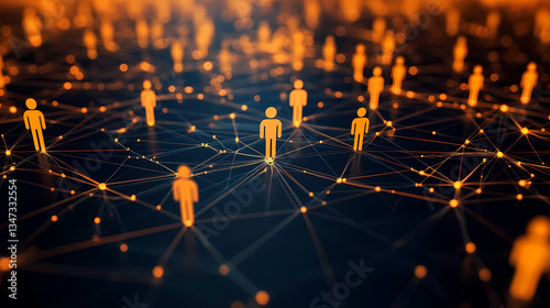 Obraz na płótnie Social Network with Orange Human Icons w salonie