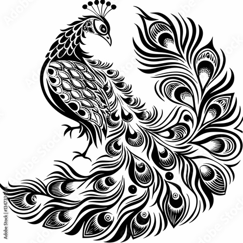 a magnificent peacock gracefully displaying its intricate plumage, a true marvel of nature's artistry