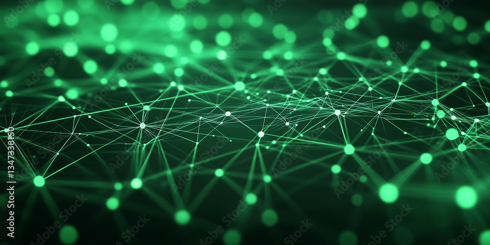 Obraz premium Abstract green data connections background with copy space