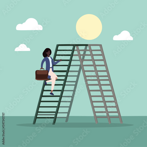 businessman climbing ladder