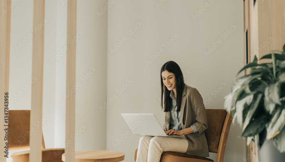 Working in solitude a woman finds joy in her digital creations at a cozy workspace Working in solitude a woman finds joy in her digital creations at a cozy workspace