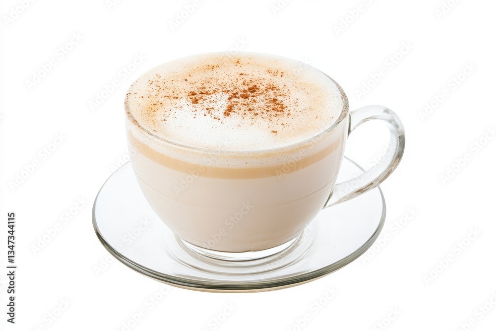 Cappuccino in Clear Glass Cup with Cinnamon Topping Cappuccino in Clear Glass Cup with Cinnamon Topping