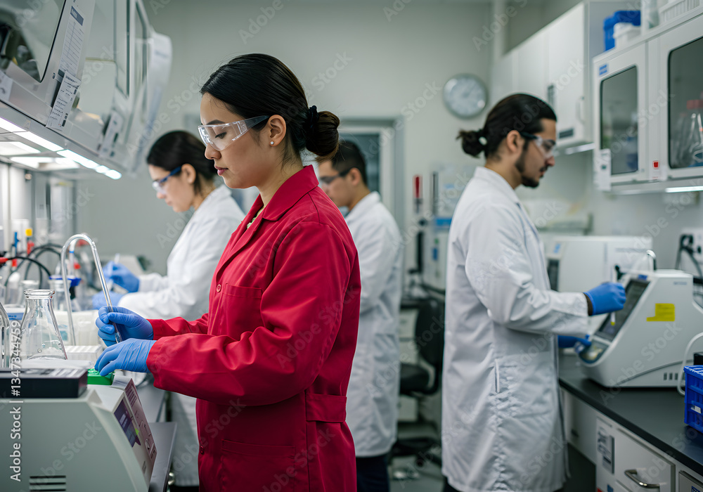 Fototapeta premium Team of Scientists Conducting Research in a Modern Laboratory