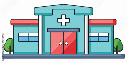 Hospital Building Illustration. Medical Center Exterior Design