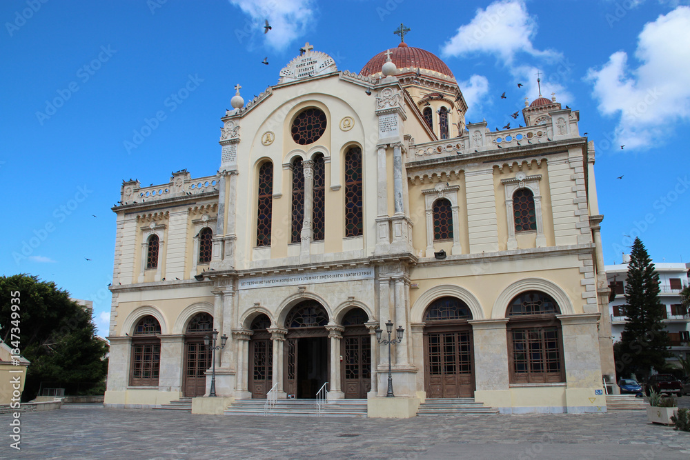 orthodox cathedral (agios minas) in heraklion in crete in greece