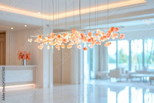 Elegant chandelier with floral design illuminates modern interio