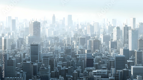 Aerial View Of Modern Cityscape In Gray Scale