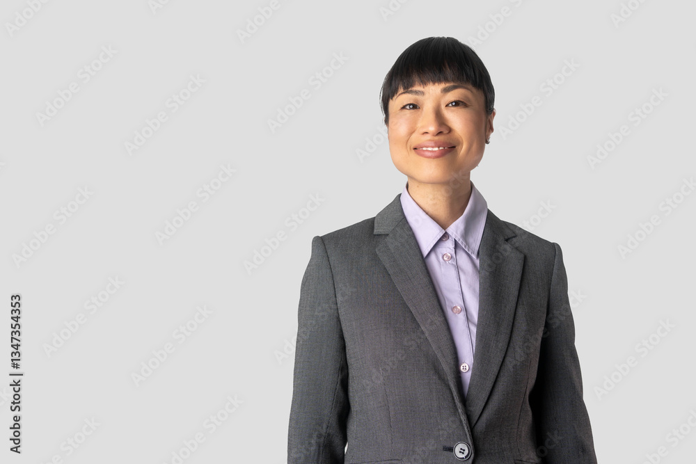 Portrait of beautiful and confident business woman. Happy mature businesswoman smiling on grey wall. Portrait of beautiful and confident business woman. Happy mature businesswoman smiling on grey wall.