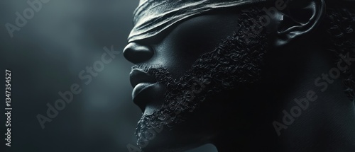 Blindfolded Man Profile Dark Setting