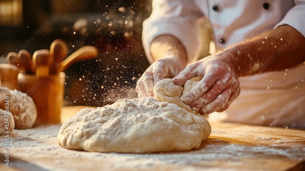 Artisan Baker Kneading Dough: A Culinary Masterpiece in the Making