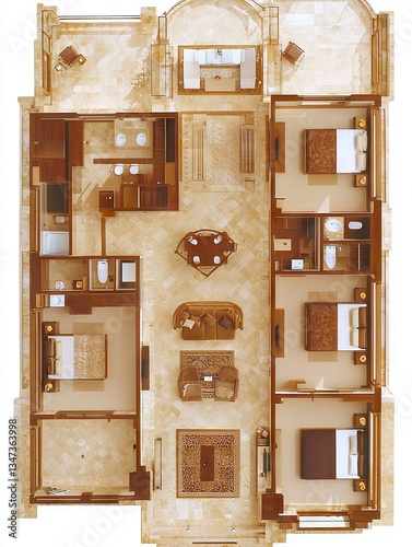Luxury penthouse floor plan, modern architecture, spacious rooms, interior design, home design, vacation rental photo
