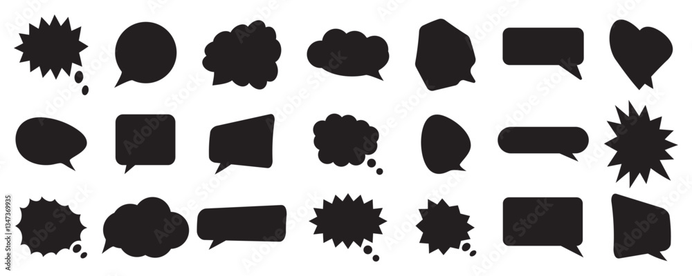 Fototapeta premium Black speech cloud, talk bubble icons for comics and design