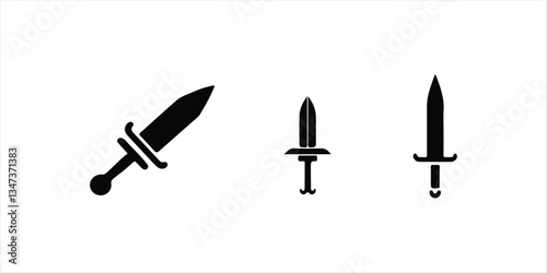 Sword vector set hand drawn illustration on white background. knife icon set.