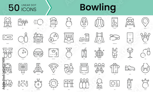 Set of bowling icons. Line art style icons bundle. vector illustration