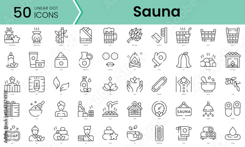 Set of sauna icons. Line art style icons bundle. vector illustration