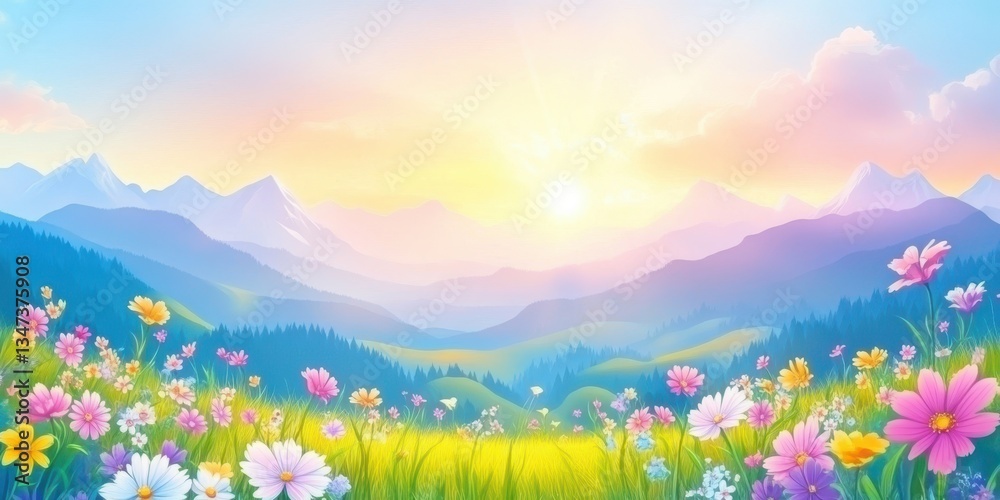 Fototapeta premium Grass field valley banner 